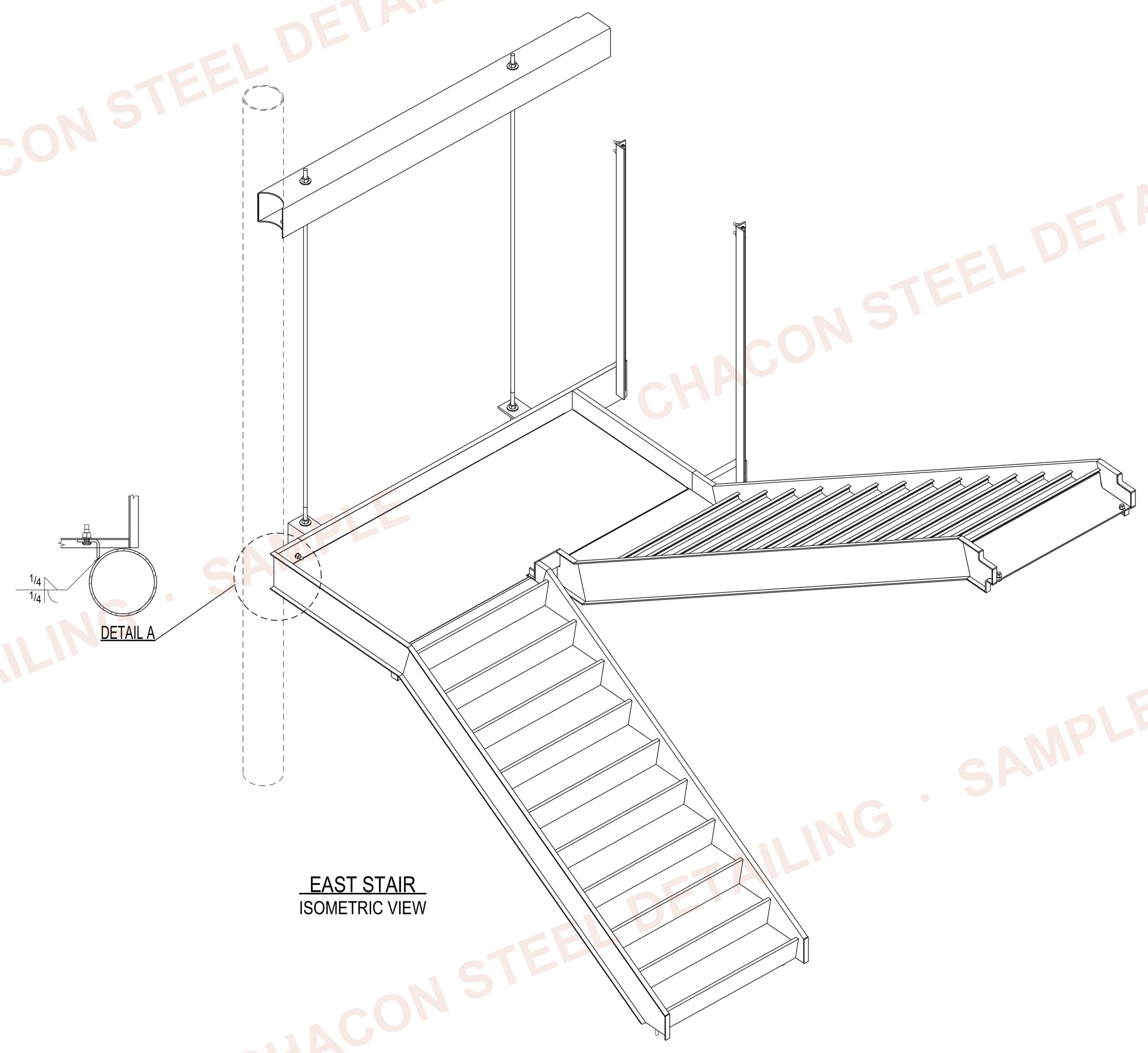 Stair with hung landing