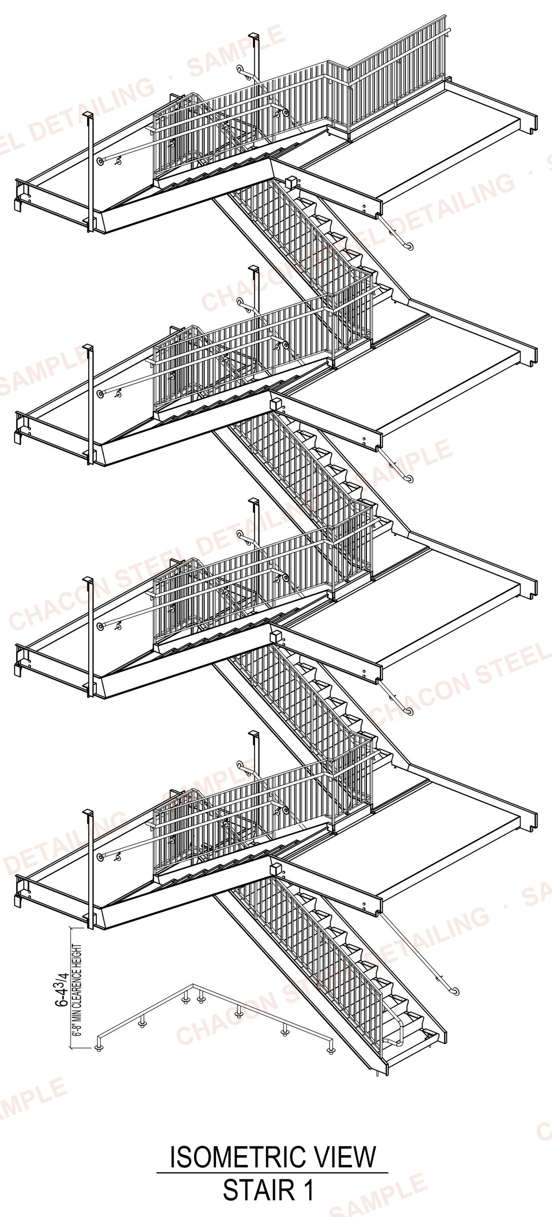 Four-level stair tower